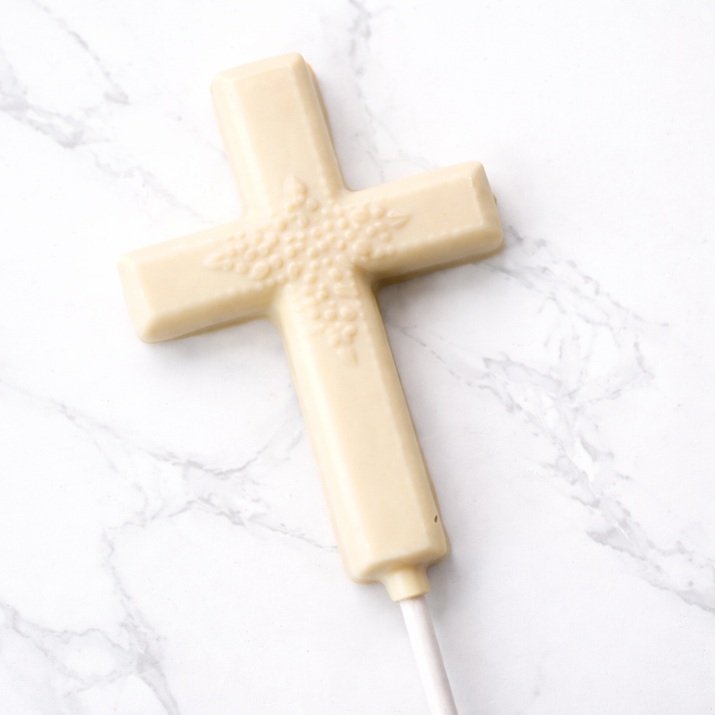 White Confection Cross Lollipop